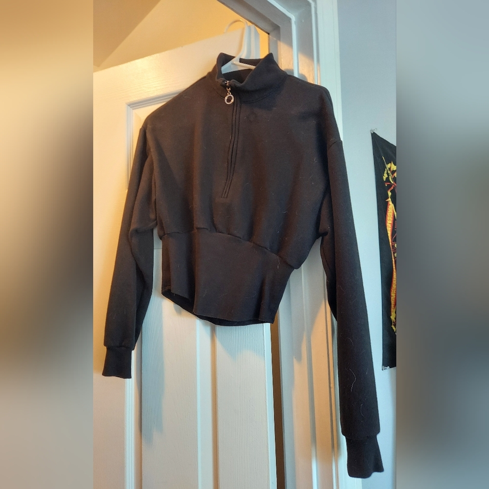 Victoria's Secret Black Quarter Zip Corset Pullover Sweater